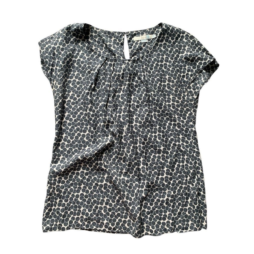 Boden Silk Blend Gray and White Polka Dot Short Sleeve Top 6